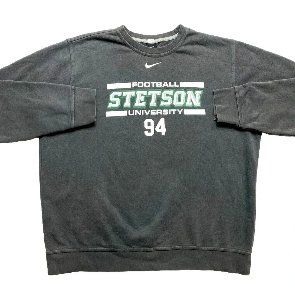 NIKE Stetson University Sweatshirt Mens XL Gray Pullover 90s Football